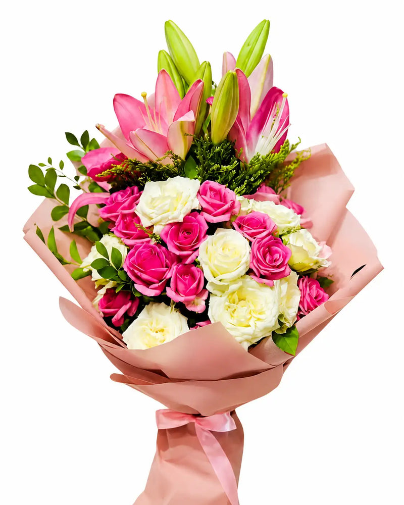 Fresh Pink Lilies Bouquet