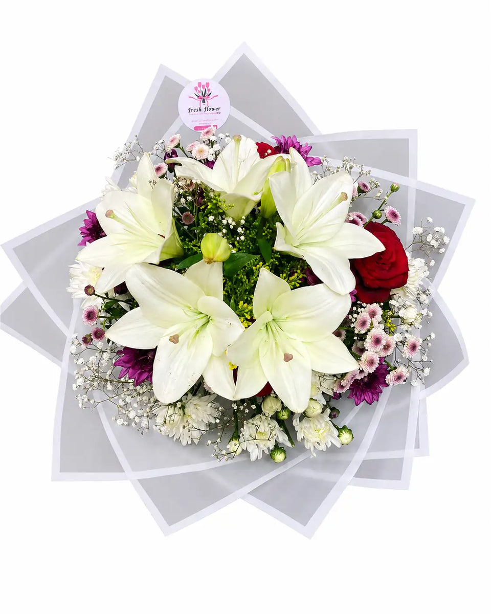 Elegant Fresh White Lily Bouquet
