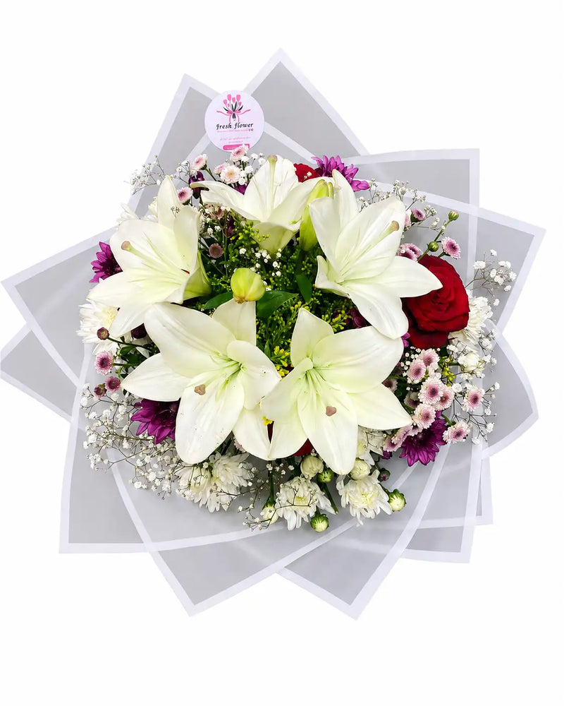 Elegant Fresh White Lily Bouquet