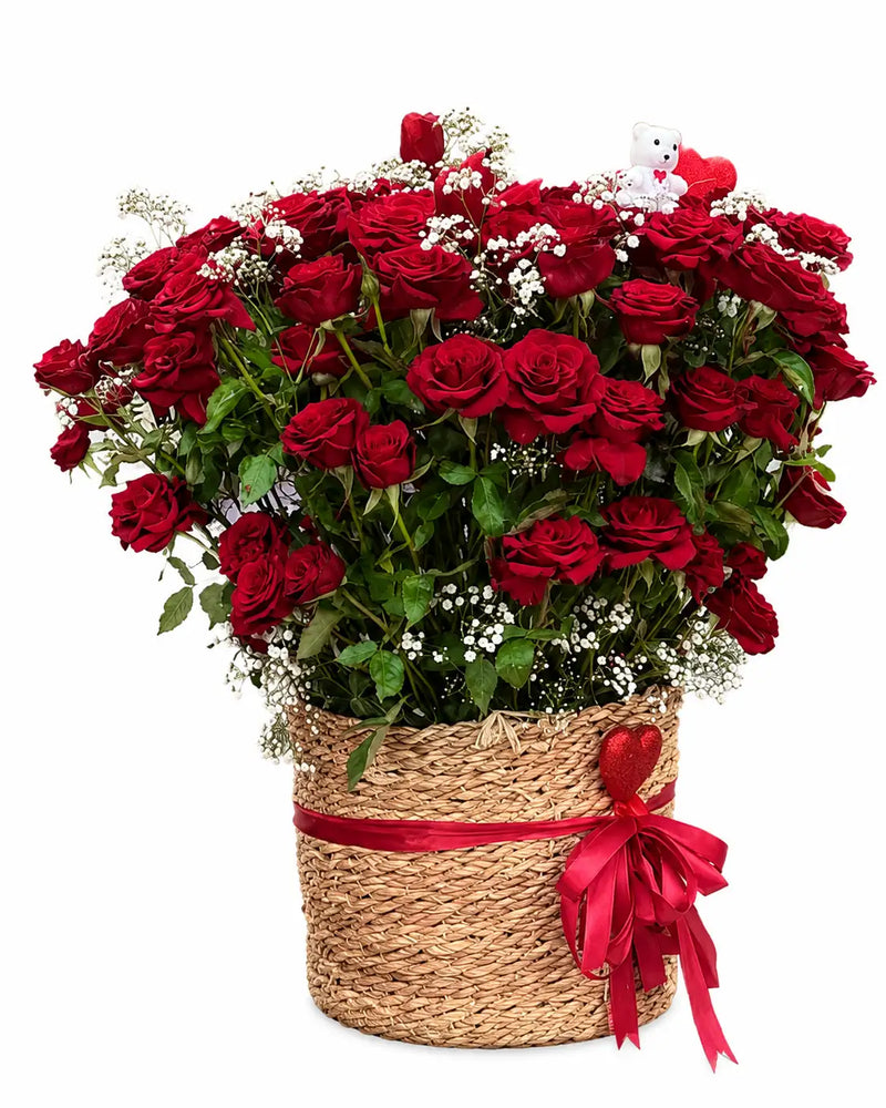 Custom Jumbo Red Rose Basket