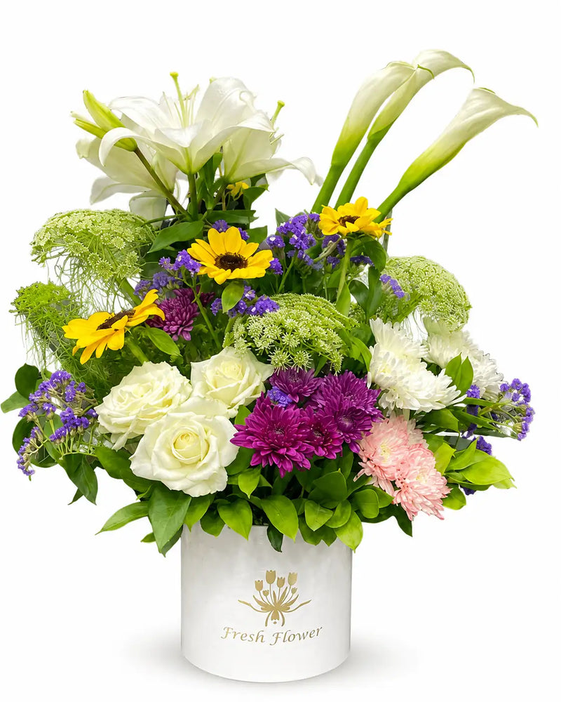 Elegant Fresh Calla Lily & White Lily Box